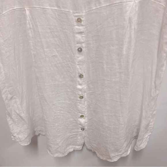 Terzo Millennio White High Low 100% Linen Blouse made in Italy size large - Picture 4 of 9